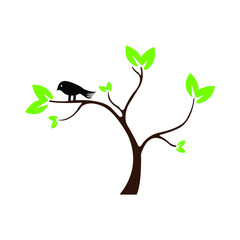 tree leaf bird vector logo 
