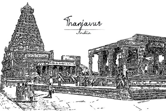 RAKSHEE ARTS ( Only Pencil Drawing ) Rs 500 /- Only : ORIGINAL DRAWING FOR  SALE - Brihadeeswarar Temple