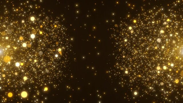 sparkling golden glitter light particles background video