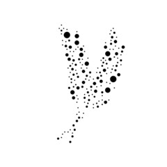 A large wheat symbol in the center made in pointillism style. The center symbol is filled with black circles of various sizes. Vector illustration on white background
