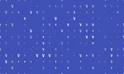 Seamless background pattern of evenly spaced white plant in pot symbols of different sizes and opacity. Vector illustration on indigo background with stars
