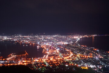Fototapeta premium Night View from Mount Hakodate (Hakodateyama) in Hakodate, Hokkaido, Japan - 日本 北海道 函館市 函館山 夜景