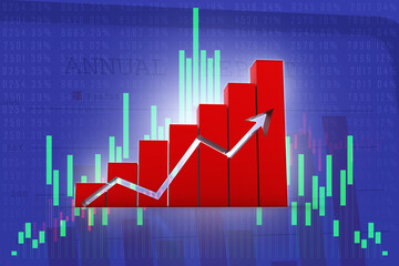 3d rendering Stock market online business concept. business Graph
