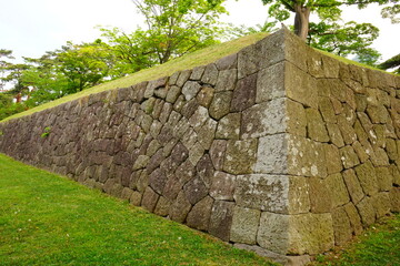 Hakodate Goryokaku fort surrounded by canal from Goryokaku Tower in Hokkaido, Japan - 日本 北海道 函館市 五稜郭 