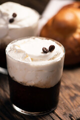 Typical coffee granita with cream