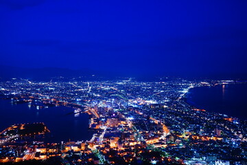 Fototapeta na wymiar Night View from Mount Hakodate (Hakodateyama) in Hakodate, Hokkaido, Japan - 日本 北海道 函館市 函館山 夜景