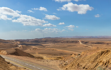 Fototapeta na wymiar Beautiful road in the Arava desert Israel