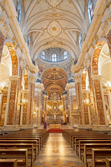 Fototapeta na wymiar MONOPOLI, ITALY - MARCH 5, 2022: The baroque Cathedral - Basilica di Maria Santissima della Madia.