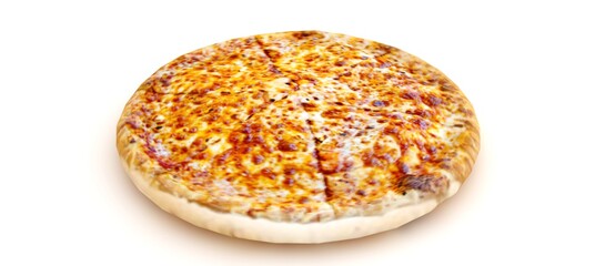 Pizza Margherita, mozzarella isolated on white background. 