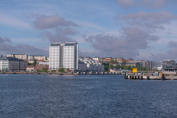 The free port, free economic zone and apartment buildings in the district Gärdet a sunny summer...