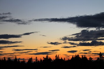 Sunset in the mountains overlooking Bar Harbor Maine