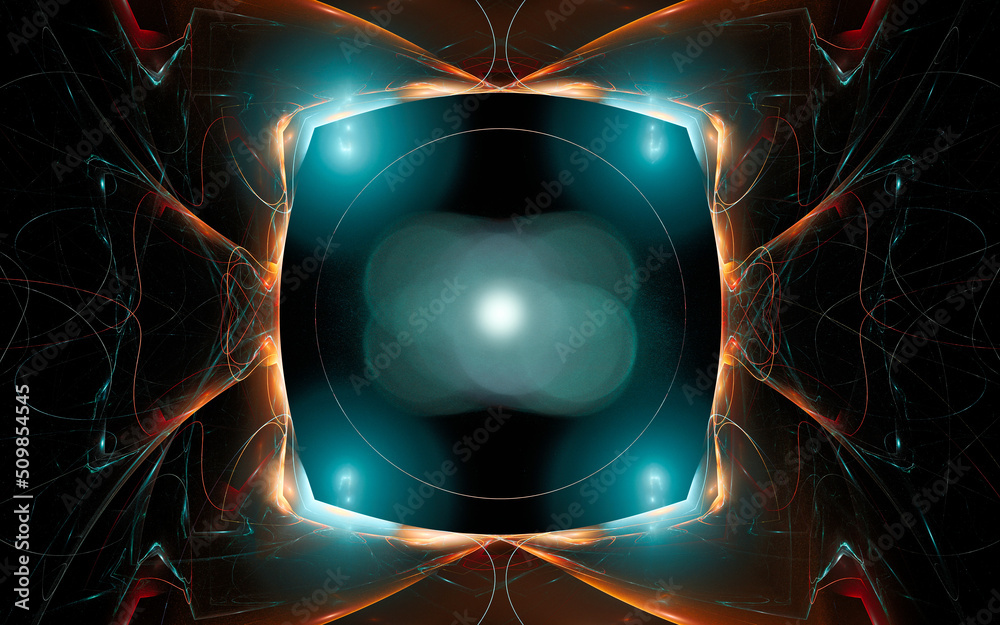 Aufkleber digital illustration abstract image generated fractal background image wallpaper pattern of various geometric shapes and lines of various colors for computer graphics or web design