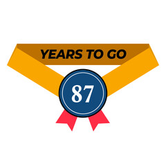 Vector illustration of Years To Go 87 on a white background with a yellow ribbon and modern font