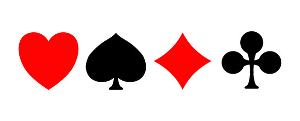 Karty do gry symbole. Kolory kart do gry . ilustracje wektorowe