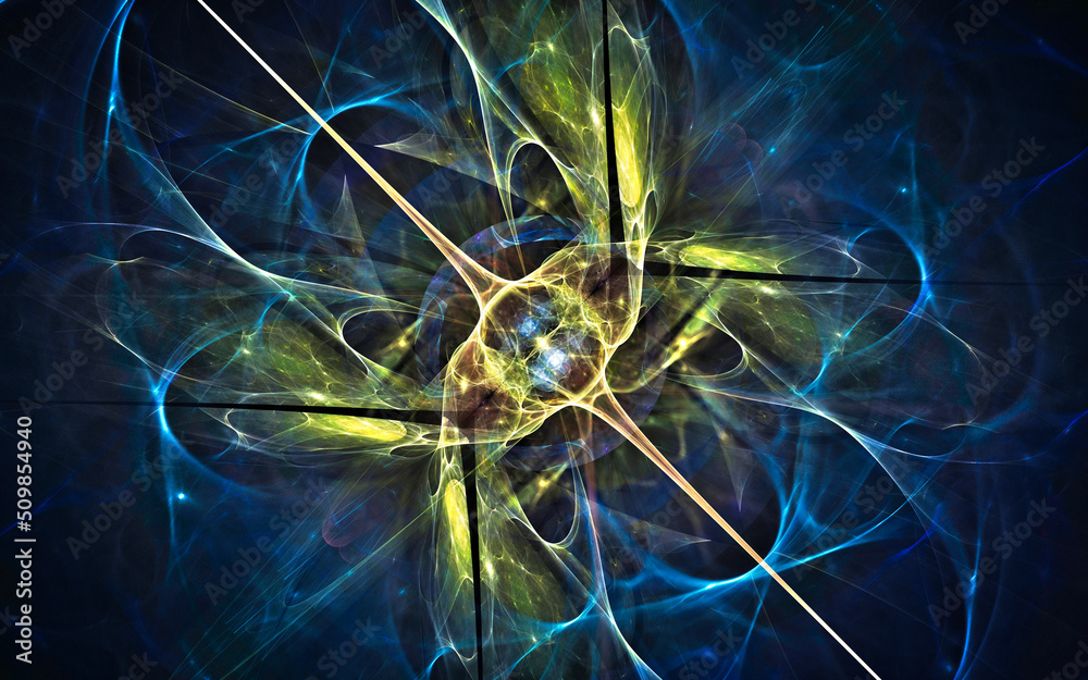 Aufkleber digital illustration abstract image generated fractal background image wallpaper pattern of various geometric shapes and lines of various colors for computer graphics or web design