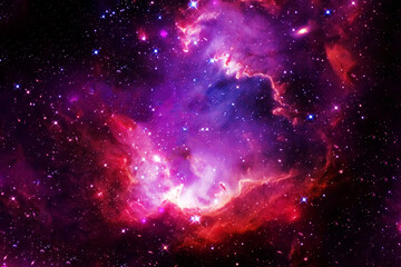 Obraz na płótnie Canvas Bright purple space nebula. Elements of this image furnished by NASA