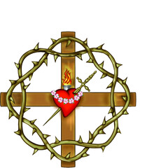 cruz religiosa con corazón 