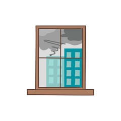 Hurricane outside the window color line icon. Pictogram for web page