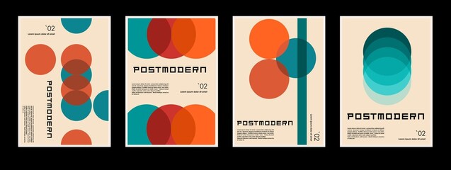 Artworks, posters inspired postmodern of vector abstract dynamic symbols with bold geometric shapes, useful for web background, poster art design, magazine front page, hi-tech print, cover artwork. - 509856117