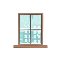 Snowstorm outside the window color line icon. Pictogram for web page