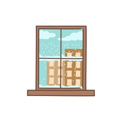 Snow outside the window color line icon. Pictogram for web page