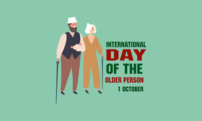 International Day of Older Persons and banner : 01 October  Vector Eps 10