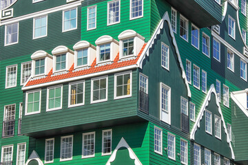 ZAANDAM, NETHERLANDS - April 26th, 2022: View to iconic Inntel Hotels Amsterdam Zaandam, one of the...