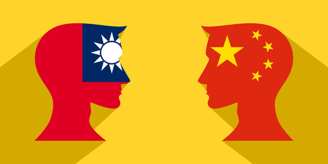 face to face concept. taiwanese vs chinese