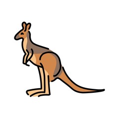 Fototapeta premium Kangaroos color line illustration. Animals of Australia
