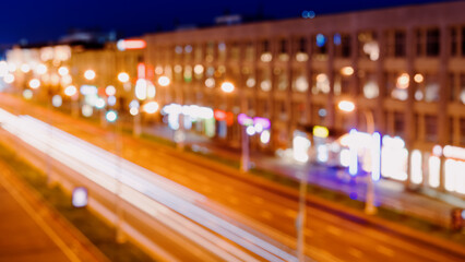 Blurred background. Car traffic at night