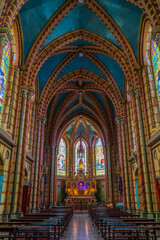 Fototapeta na wymiar Interior of the basilica of the national vow in Quito, Ecuador