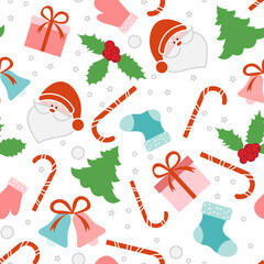 Pattern Merry Christmas New Year Holiday Santa