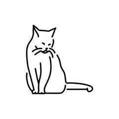 Cat enjoy rest color line icon. Pictogram for web page