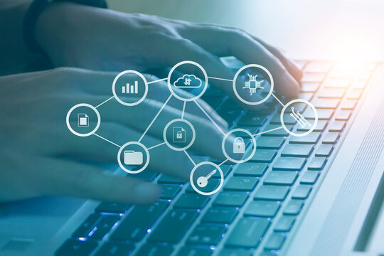 digital transformation in business process , cloud data management and network security awareness  - Powered by Adobe