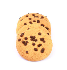 Chocolate chip cookies isolated on white background with clipping path	