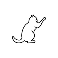 Evil cat fights color line icon. Pictogram for web page