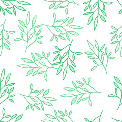 Simple outline leaves seamless pattern. Modern leaf wallpaper.