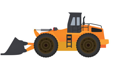 Yellow bulldozer tractor. vector illustration - obrazy, fototapety, plakaty