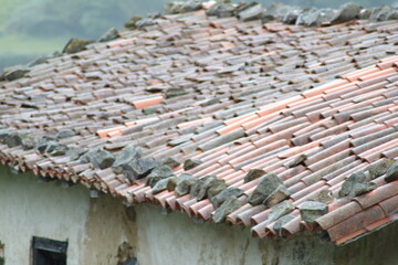 Tejado de teja, Asturias, España