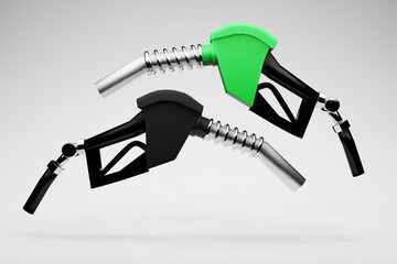 Fuel Petrol Price increases on unleaded and diesel. Gas Nozzle, 3D Illustration - obrazy, fototapety, plakaty