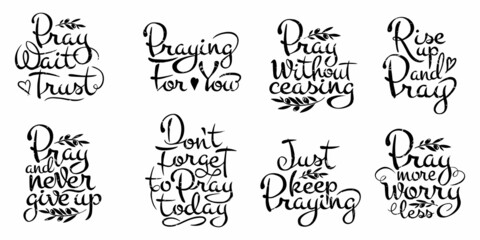 Vector calligraphic set on the theme of constant prayer in black