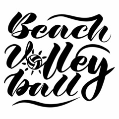 Vector calligraphic inscription Beach volleyball in black