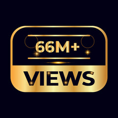 66M views celebration design. 66 million Views Vector.views sticker for Social Network friends or followers, like
