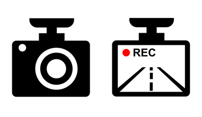 Drive recorder illustration icon image material black and white red