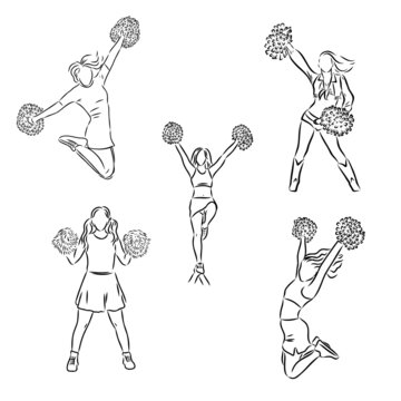 Cheerleader sketch cheerleading vector sketch llustration girl