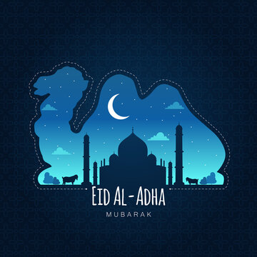 Eid Al-Adha Greeting Card Vector Illustration