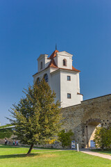 Fototapeta na wymiar Historic city wall in the park in Litomerice, Czech Republic
