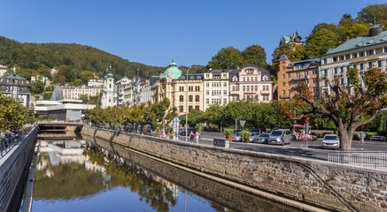 Fototapeta na wymiar River Tepla in the historic center of Karlovy Vary, Czech Republic
