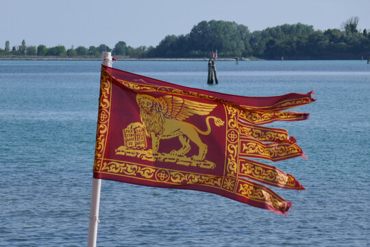 The ancient flag of Venice Italy called Gonfalone