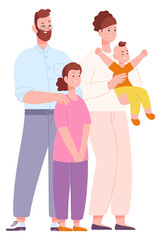 Parents with little girl and toddler. Happy family together